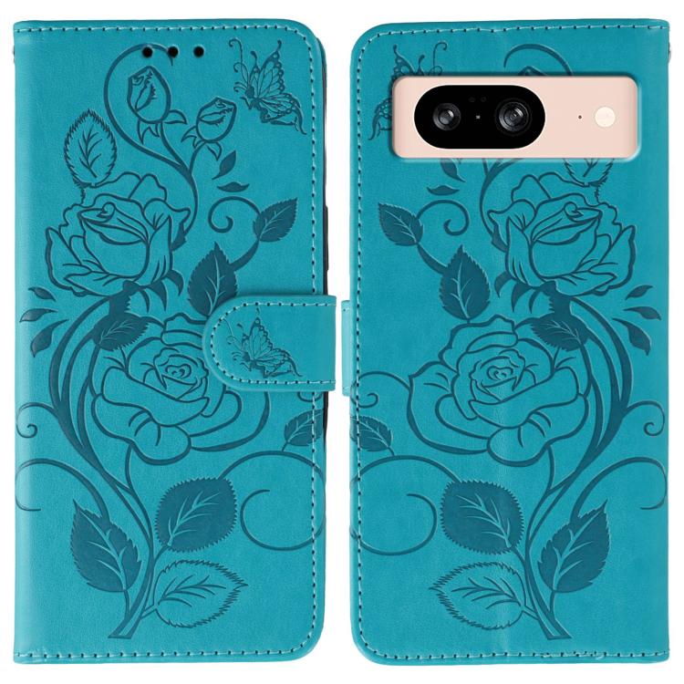 Rose Butterfly Embossed Leather Phone Case, For Google Pixel 10 Pro XL, For Google Pixel 9a, For Google Pixel 9 Pro, For Google Pixel 8a, For Google Pixel 8 Pro, For Google Pixel 8