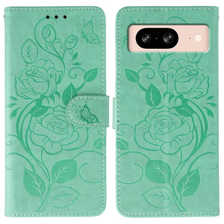 Rose Butterfly Embossed Leather Phone Case, For Google Pixel 10 Pro XL, For Google Pixel 9a, For Google Pixel 9 Pro, For Google Pixel 8a, For Google Pixel 8 Pro, For Google Pixel 8