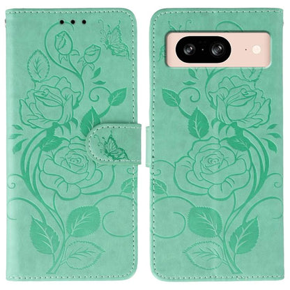 Rose Butterfly Embossed Leather Phone Case, For Google Pixel 10 Pro XL, For Google Pixel 9a, For Google Pixel 9 Pro, For Google Pixel 8a, For Google Pixel 8 Pro, For Google Pixel 8