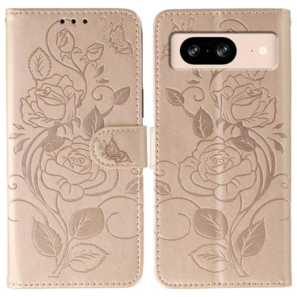 Rose Butterfly Embossed Leather Phone Case, For Google Pixel 10 Pro XL, For Google Pixel 9a, For Google Pixel 9 Pro, For Google Pixel 8a, For Google Pixel 8 Pro, For Google Pixel 8