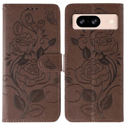 Rose Butterfly Embossed Leather Phone Case, For Google Pixel 10 Pro XL, For Google Pixel 9a, For Google Pixel 9 Pro, For Google Pixel 8a, For Google Pixel 8 Pro, For Google Pixel 8
