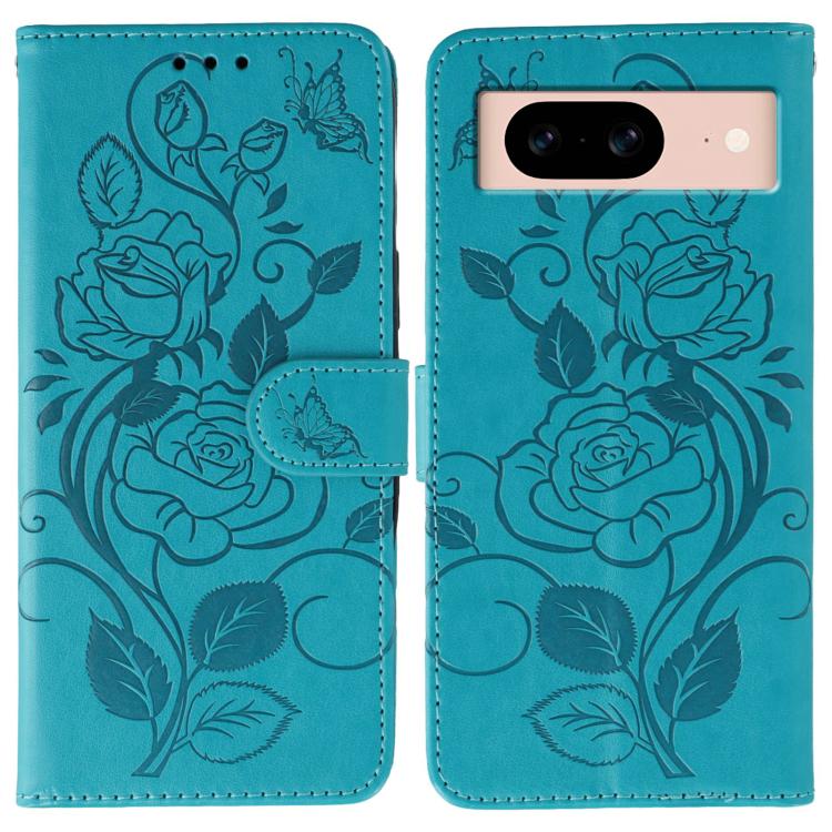 Rose Butterfly Embossed Leather Phone Case, For Google Pixel 10 Pro XL, For Google Pixel 9a, For Google Pixel 9 Pro, For Google Pixel 8a, For Google Pixel 8 Pro, For Google Pixel 8