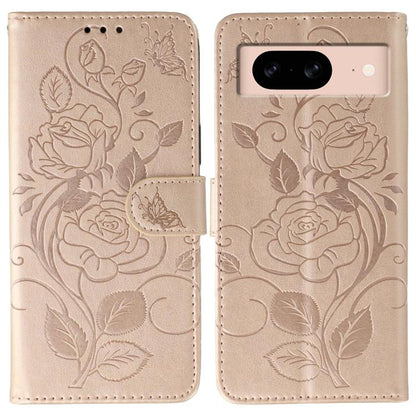 Rose Butterfly Embossed Leather Phone Case, For Google Pixel 10 Pro XL, For Google Pixel 9a, For Google Pixel 9 Pro, For Google Pixel 8a, For Google Pixel 8 Pro, For Google Pixel 8