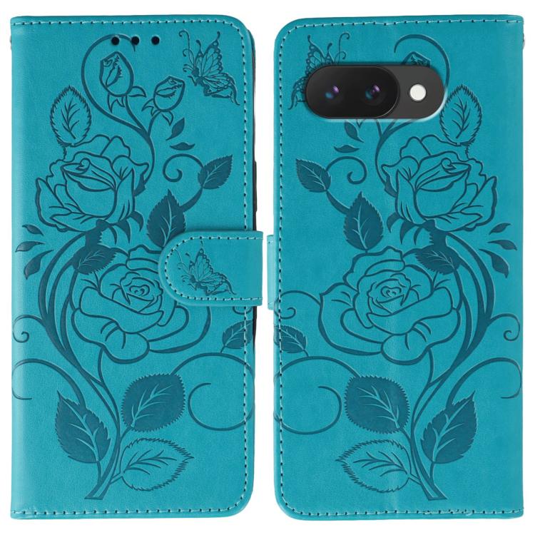 Rose Butterfly Embossed Leather Phone Case, For Google Pixel 10 Pro XL, For Google Pixel 9a, For Google Pixel 9 Pro, For Google Pixel 8a, For Google Pixel 8 Pro, For Google Pixel 8
