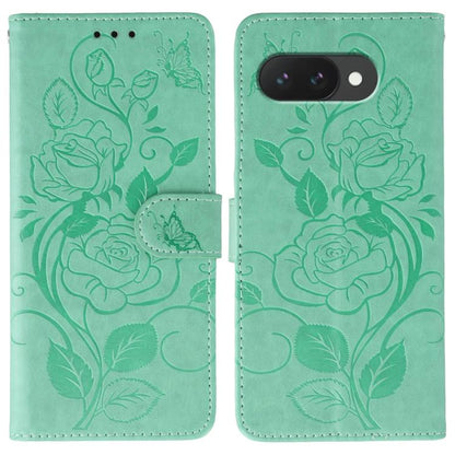 Rose Butterfly Embossed Leather Phone Case, For Google Pixel 10 Pro XL, For Google Pixel 9a, For Google Pixel 9 Pro, For Google Pixel 8a, For Google Pixel 8 Pro, For Google Pixel 8