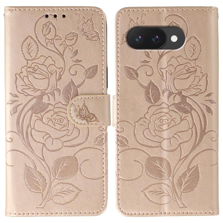 Rose Butterfly Embossed Leather Phone Case, For Google Pixel 10 Pro XL, For Google Pixel 9a, For Google Pixel 9 Pro, For Google Pixel 8a, For Google Pixel 8 Pro, For Google Pixel 8