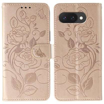 Rose Butterfly Embossed Leather Phone Case, For Google Pixel 10 Pro XL, For Google Pixel 9a, For Google Pixel 9 Pro, For Google Pixel 8a, For Google Pixel 8 Pro, For Google Pixel 8