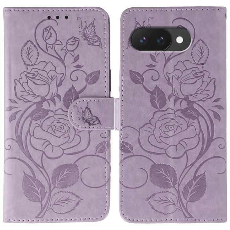 Rose Butterfly Embossed Leather Phone Case, For Google Pixel 10 Pro XL, For Google Pixel 9a, For Google Pixel 9 Pro, For Google Pixel 8a, For Google Pixel 8 Pro, For Google Pixel 8