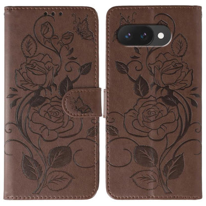 Rose Butterfly Embossed Leather Phone Case, For Google Pixel 10 Pro XL, For Google Pixel 9a, For Google Pixel 9 Pro, For Google Pixel 8a, For Google Pixel 8 Pro, For Google Pixel 8