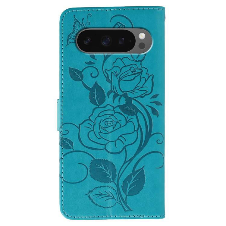 Rose Butterfly Embossed Leather Phone Case, For Google Pixel 10 Pro XL, For Google Pixel 9a, For Google Pixel 9 Pro, For Google Pixel 8a, For Google Pixel 8 Pro, For Google Pixel 8