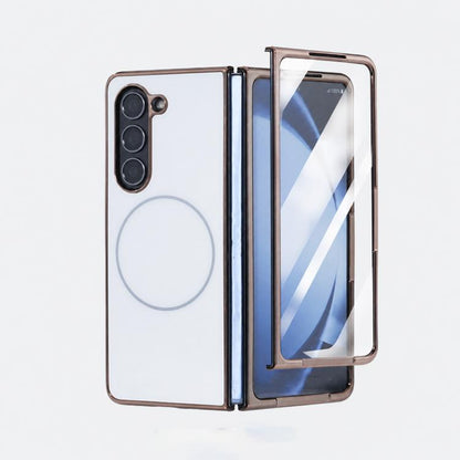 Integrated Electroplating AG Frosted Skin Feel MagSafe Folding Phone Case, For Galaxy Z Fold8 Ultra 5G, For Galaxy Z Fold7 5G, For Samsung Galaxy Z Fold6 5G, For Samsung Galaxy Z Fold5 5G