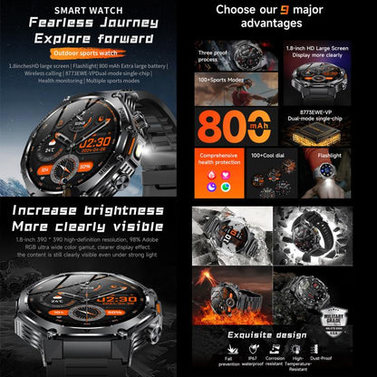 AK82 BT Call Smart Watch, Support Blood Oxygen / Blood Pressure / Heart Rate / Sports Health Monitoring Fitness Tracker