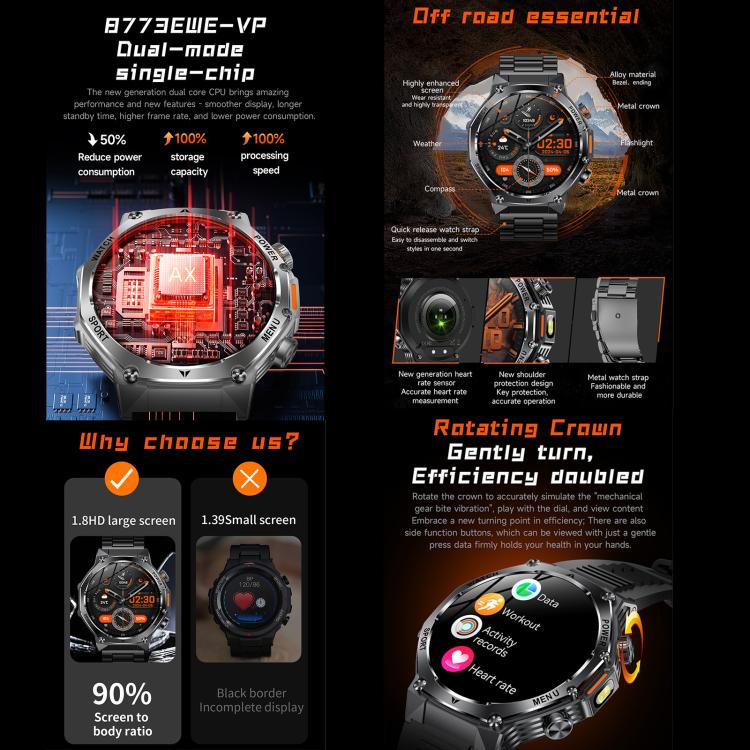 AK82 BT Call Smart Watch, Support Blood Oxygen / Blood Pressure / Heart Rate / Sports Health Monitoring Fitness Tracker