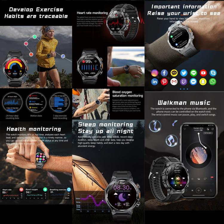 AK82 BT Call Smart Watch, Support Blood Oxygen / Blood Pressure / Heart Rate / Sports Health Monitoring Fitness Tracker