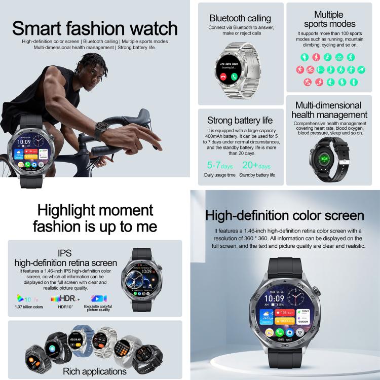 AK83 BT Call Smart Watch, Support Blood Pressure / Heart Rate / Sports Health Monitoring Fitness Tracker