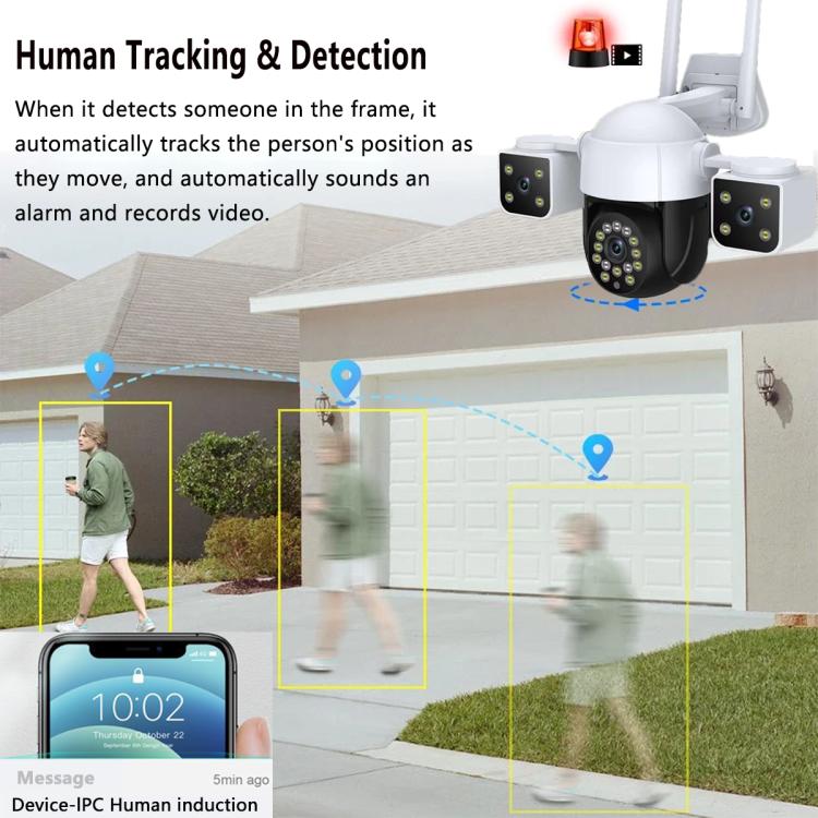 QX155 6MP Triple Caméra Version WiFi Prend en Charge la Détection Humanoïde, Prise EU, Prise US, Prise UK, Prise AU