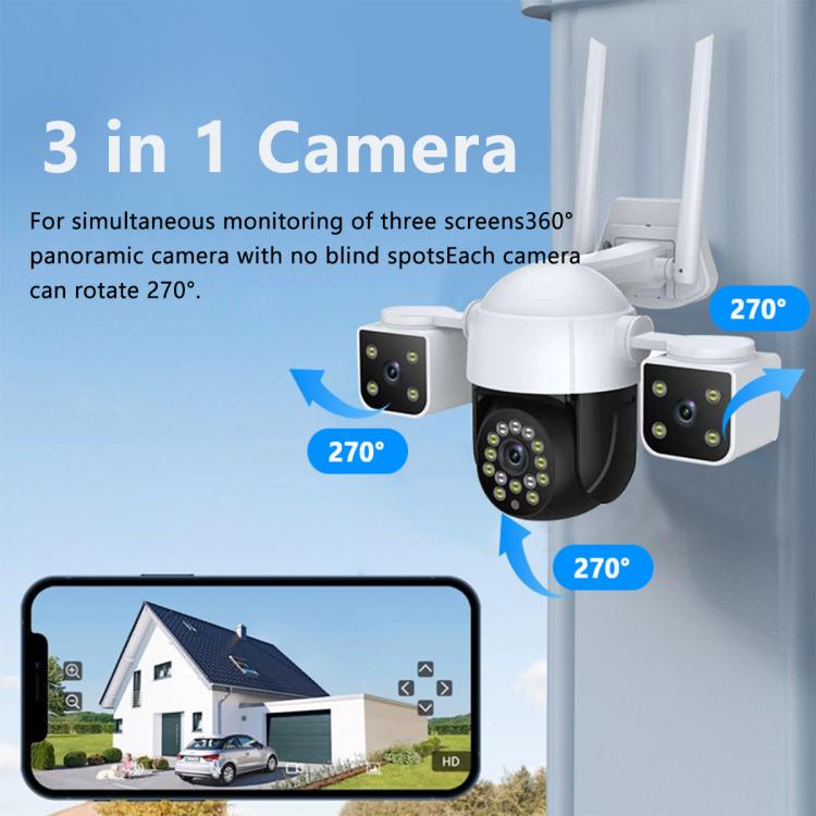 QX155 6MP Triple Caméra Version WiFi Prend en Charge la Détection Humanoïde, Prise EU, Prise US, Prise UK, Prise AU