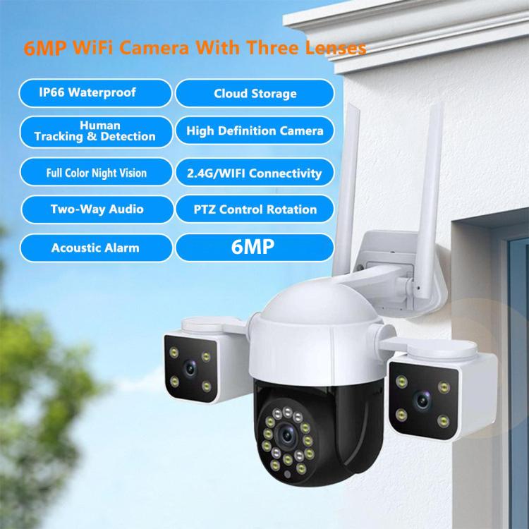 QX155 6MP Triple Caméra Version WiFi Prend en Charge la Détection Humanoïde, Prise EU, Prise US, Prise UK, Prise AU