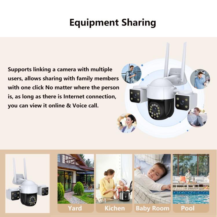 QX155 6MP Triple Caméra Version WiFi Prend en Charge la Détection Humanoïde, Prise EU, Prise US, Prise UK, Prise AU