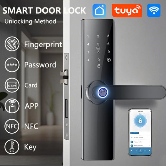 Z17 Tuya Smart WiFi Electronic Fingerprint Password Door Lock, 14.7cm, 16cm, 17cm, 18cm