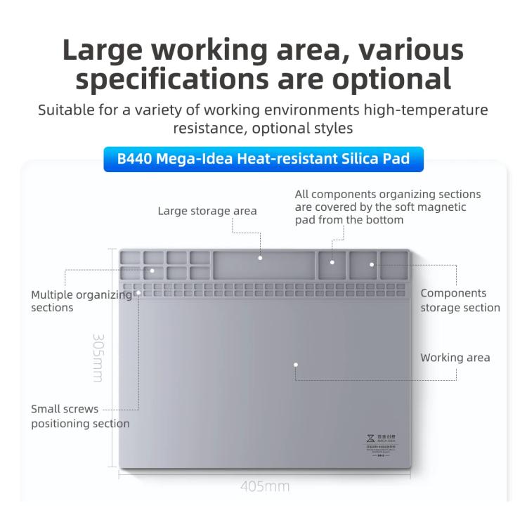 Mega-Idea B440 Desktop Insulation Heat-Resistant Silicone Pad, B440