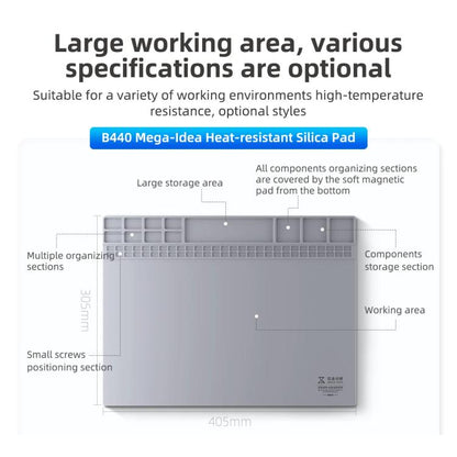 Mega-Idea B440 Desktop Insulation Heat-Resistant Silicone Pad, B440