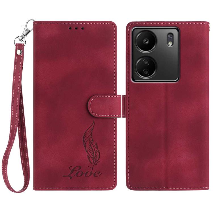 Skin Feel Embossed Feather Leather Phone Case, For Redmi K90, For Redmi K90 Pro Max, For Redmi 15C 5G / 4G EU 173mm, For Redmi 15 5G / 4G EU 171mm, For Redmi 15C 5G / 4G Global 171mm, For Redmi A5 4G 173.3mm, For Redmi Note 14 4G 164.84mm              ...