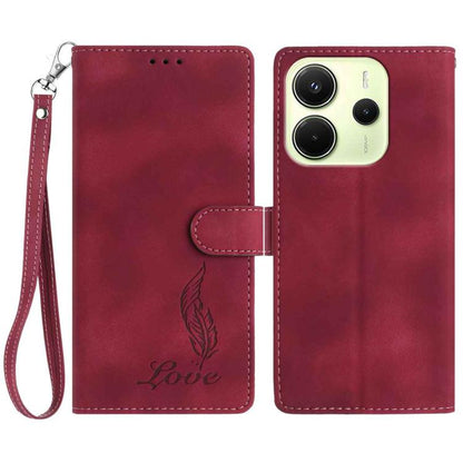 Skin Feel Embossed Feather Leather Phone Case, For Redmi K90, For Redmi K90 Pro Max, For Redmi 15C 5G / 4G EU 173mm, For Redmi 15 5G / 4G EU 171mm, For Redmi 15C 5G / 4G Global 171mm, For Redmi A5 4G 173.3mm, For Redmi Note 14 4G 164.84mm              ...