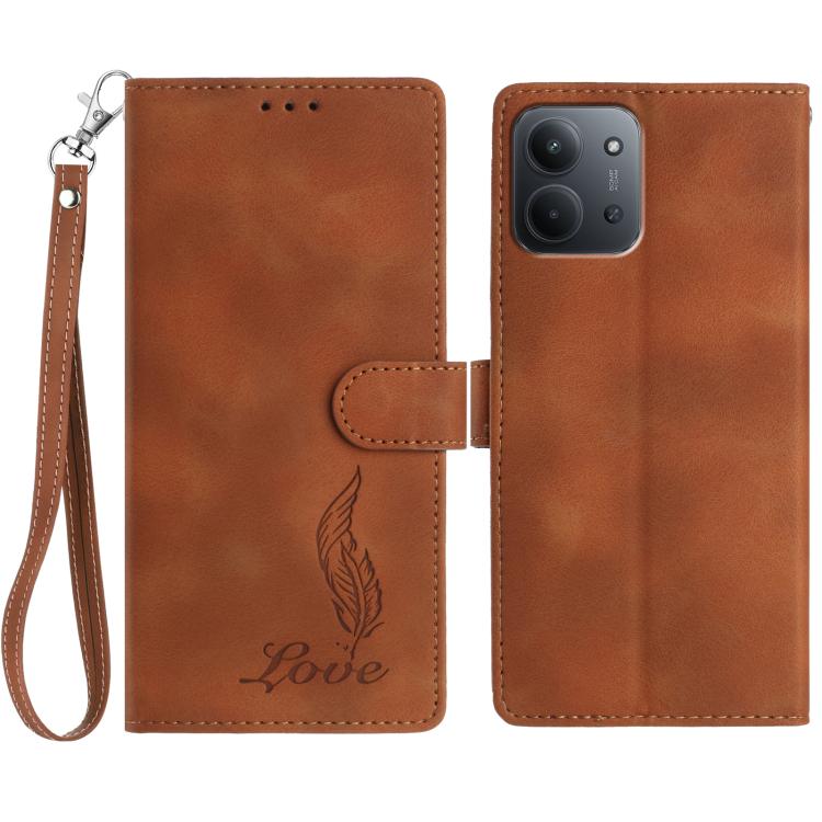 Skin Feel Embossed Feather Leather Phone Case, For Redmi K90, For Redmi K90 Pro Max, For Redmi 15C 5G / 4G EU 173mm, For Redmi 15 5G / 4G EU 171mm, For Redmi 15C 5G / 4G Global 171mm, For Redmi A5 4G 173.3mm, For Redmi Note 14 4G 164.84mm              ...