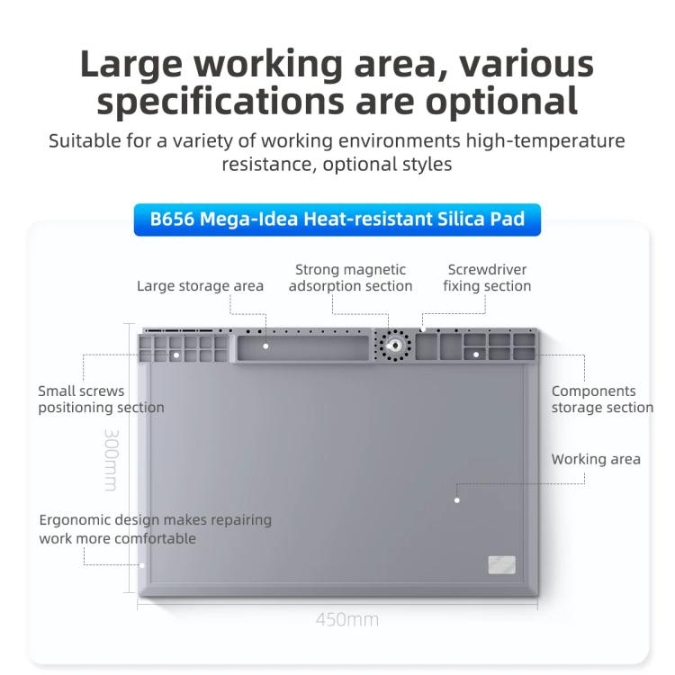 Mega-Idea B656 Desktop Insulation Heat-Resistant Silicone Pad, B656