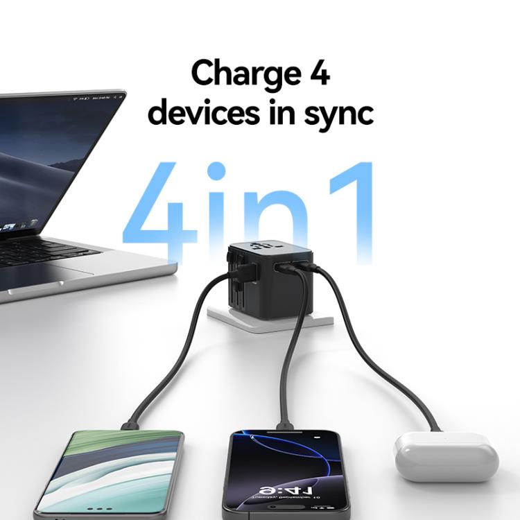 USAMS CC308 17W Dual Type-C and USB-A Ports Universal Travel Charger, CC308