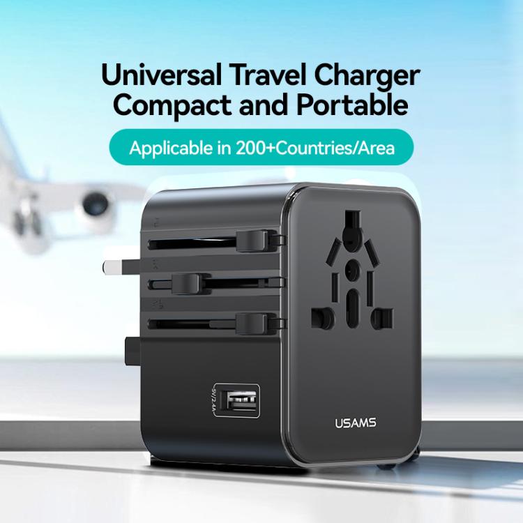 USAMS CC308 17W Dual Type-C and USB-A Ports Universal Travel Charger, CC308