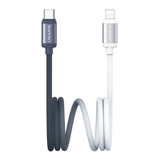 USAMS SJ757 30W Type-C to 8 Pin Dual Color Aluminum Alloy Fast Charging Data Cable, Type-C to 8 Pin