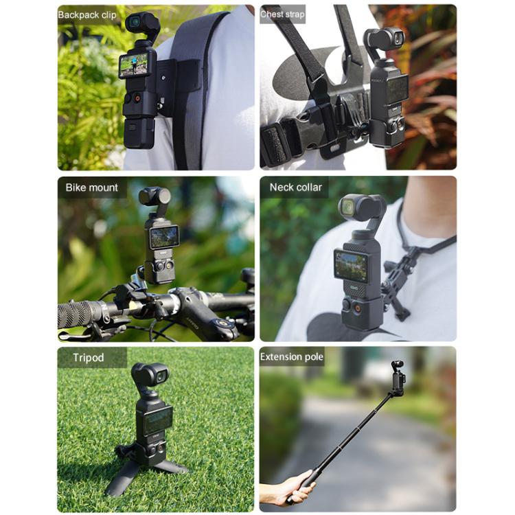 For DJI OSMO Pocket 3 BRDRC Protection Frame Adapter Base, Frame, Frame + Backpack Clip, Frame + Clip + Chest Strap, Frame + Head Strap, Frame + Chest Strap