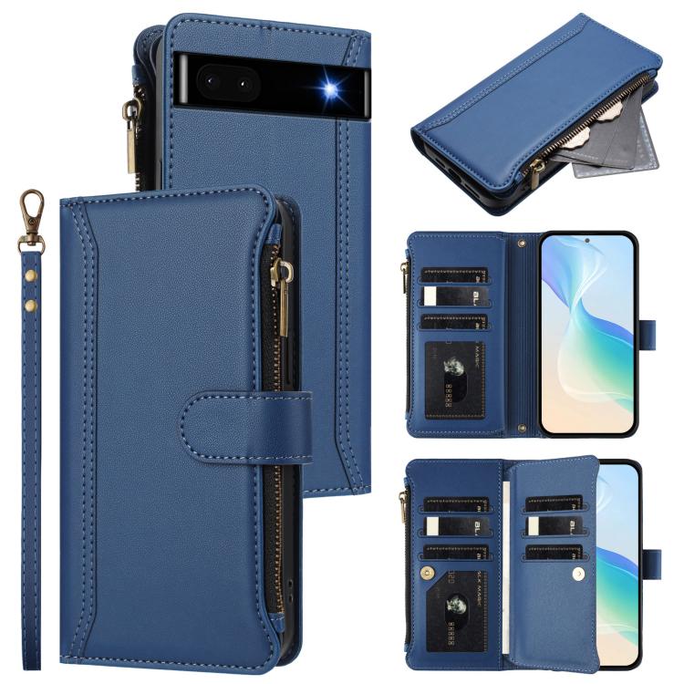 Magnetic Closure 9 Card Slots Zipper Leather Case with Hand Strap, For Google Pixel 11 Pro XL, For Google Pixel 11 Pro / 11, For Google Pixel 10 Pro XL 5G, For Google Pixel 10 5G Global, For Google Pixel 9a, For Google Pixel 8a, For Google Pixel 8 Pro ...