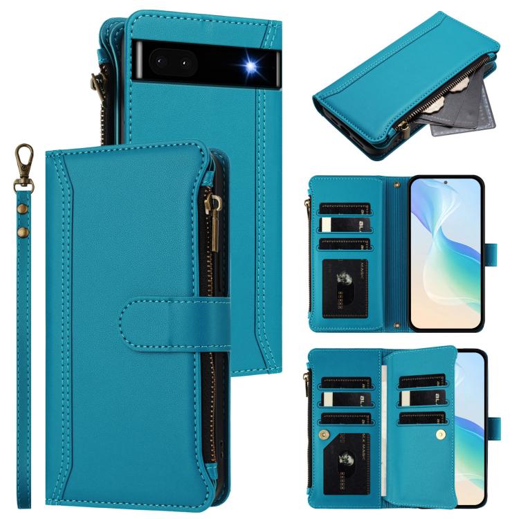Magnetic Closure 9 Card Slots Zipper Leather Case with Hand Strap, For Google Pixel 11 Pro XL, For Google Pixel 11 Pro / 11, For Google Pixel 10 Pro XL 5G, For Google Pixel 10 5G Global, For Google Pixel 9a, For Google Pixel 8a, For Google Pixel 8 Pro ...