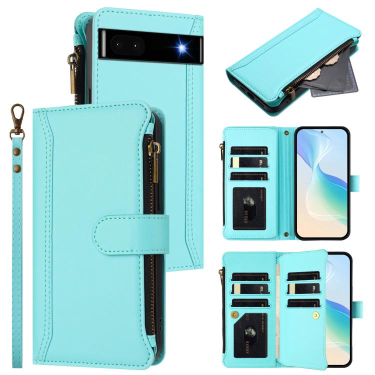 Magnetic Closure 9 Card Slots Zipper Leather Case with Hand Strap, For Google Pixel 11 Pro XL, For Google Pixel 11 Pro / 11, For Google Pixel 10 Pro XL 5G, For Google Pixel 10 5G Global, For Google Pixel 9a, For Google Pixel 8a, For Google Pixel 8 Pro ...