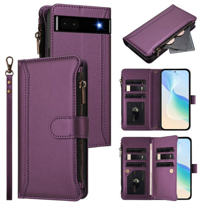 Magnetic Closure 9 Card Slots Zipper Leather Case with Hand Strap, For Google Pixel 11 Pro XL, For Google Pixel 11 Pro / 11, For Google Pixel 10 Pro XL 5G, For Google Pixel 10 5G Global, For Google Pixel 9a, For Google Pixel 8a, For Google Pixel 8 Pro ...