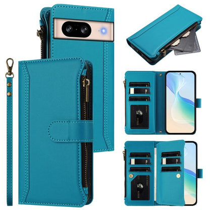 Magnetic Closure 9 Card Slots Zipper Leather Case with Hand Strap, For Google Pixel 11 Pro XL, For Google Pixel 11 Pro / 11, For Google Pixel 10 Pro XL 5G, For Google Pixel 10 5G Global, For Google Pixel 9a, For Google Pixel 8a, For Google Pixel 8 Pro ...