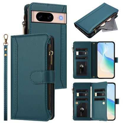 Magnetic Closure 9 Card Slots Zipper Leather Case with Hand Strap, For Google Pixel 11 Pro XL, For Google Pixel 11 Pro / 11, For Google Pixel 10 Pro XL 5G, For Google Pixel 10 5G Global, For Google Pixel 9a, For Google Pixel 8a, For Google Pixel 8 Pro ...