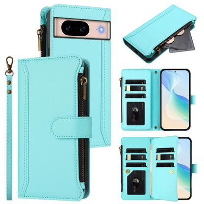 Magnetic Closure 9 Card Slots Zipper Leather Case with Hand Strap, For Google Pixel 11 Pro XL, For Google Pixel 11 Pro / 11, For Google Pixel 10 Pro XL 5G, For Google Pixel 10 5G Global, For Google Pixel 9a, For Google Pixel 8a, For Google Pixel 8 Pro ...