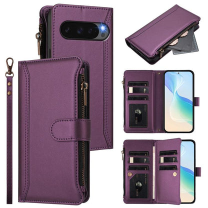 Magnetic Closure 9 Card Slots Zipper Leather Case with Hand Strap, For Google Pixel 11 Pro XL, For Google Pixel 11 Pro / 11, For Google Pixel 10 Pro XL 5G, For Google Pixel 10 5G Global, For Google Pixel 9a, For Google Pixel 8a, For Google Pixel 8 Pro ...