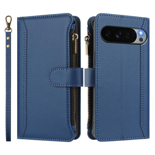 Magnetic Closure 9 Card Slots Zipper Leather Case with Hand Strap, For Google Pixel 11 Pro XL, For Google Pixel 11 Pro / 11, For Google Pixel 10 Pro XL 5G, For Google Pixel 10 5G Global, For Google Pixel 9a, For Google Pixel 8a, For Google Pixel 8 Pro ...
