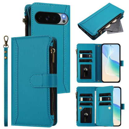 Magnetic Closure 9 Card Slots Zipper Leather Case with Hand Strap, For Google Pixel 11 Pro XL, For Google Pixel 11 Pro / 11, For Google Pixel 10 Pro XL 5G, For Google Pixel 10 5G Global, For Google Pixel 9a, For Google Pixel 8a, For Google Pixel 8 Pro ...