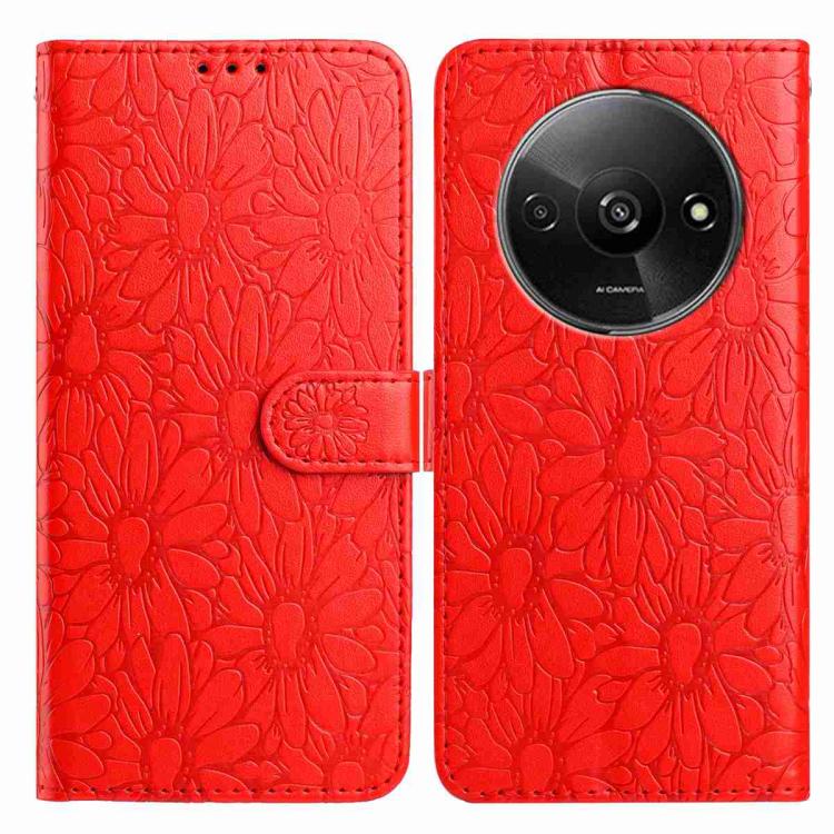 Daisy Embossed Leather Phone Case, For Redmi A3, For Redmi 13C 4G