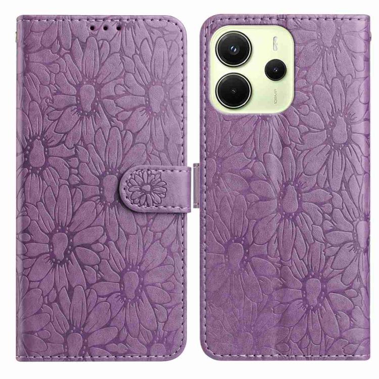 Daisy Embossed Leather Phone Case, For Redmi K90 Pro Max / Poco F8 Ultra, For Redmi K90 / Poco F8 Pro, For Redmi 15C 5G / 4G EU 173mm, For Redmi 15 5G / 4G EU 171mm, For Redmi 15C 5G / 4G Global 171mm, For Redmi A5 4G 173.3mm                           ...