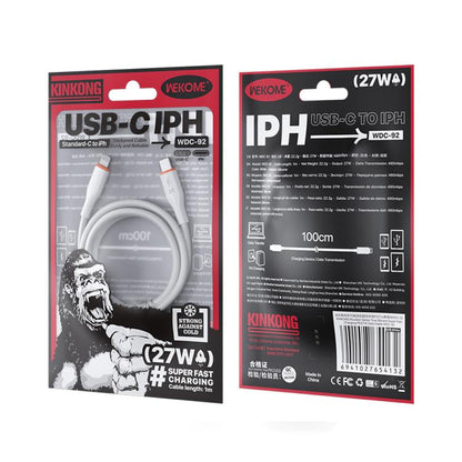 WK WDC-92 PD27W Type-C to 8 Pin Silicone Data Cable, Length: 1.2m, WDC-92