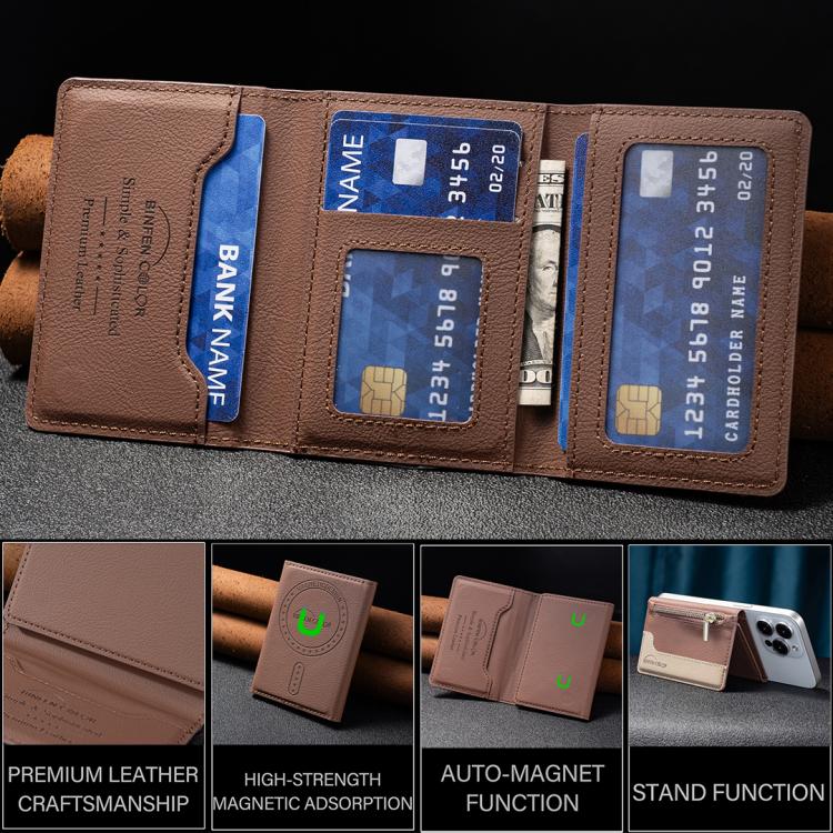 Zipper Leather Horizontal Magnetic Wallet Card Bag Case