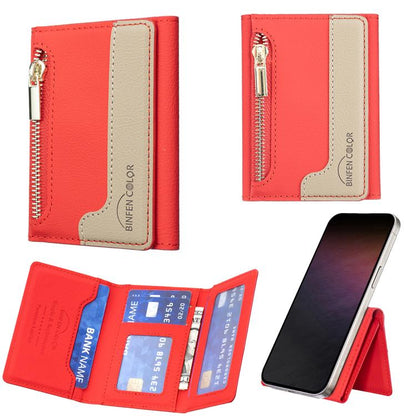 Zipper Leather Horizontal Magnetic Wallet Card Bag Case