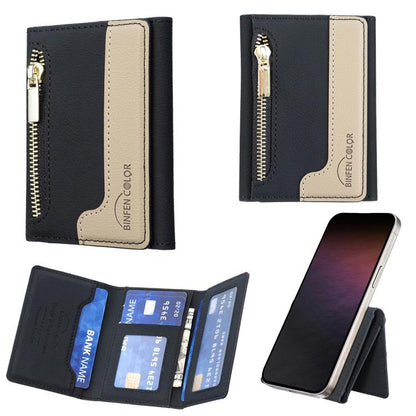 Zipper Leather Horizontal Magnetic Wallet Card Bag Case